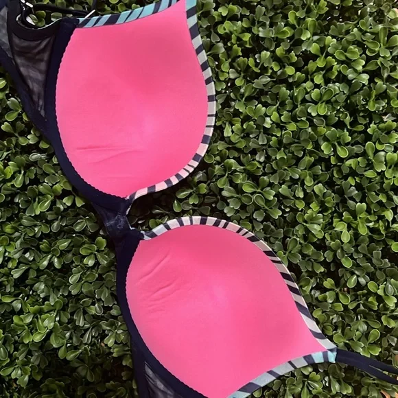 PINK Victoria’s Secret 34C Zebra blue/Green pattern, Push Up Bra - Picture 4 of 8